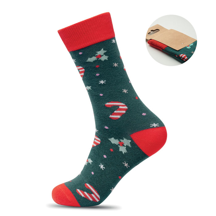 Paire de chaussettes de Noël personnalisée L Soc Large Vert 